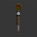 Decorative Rustic Gun Featuring Green Red Barrel Gray Body And Brown Grip 3d model
