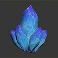 Vibrant Colorful Blue Purple Crystal With Glowing Reflection On Black Background