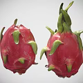 Fresh Dragon Fruit Whole and Halved Displaying White Flesh with Black Seeds