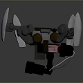 3D Modeled Futuristic Mechanical Robot With Silver Parts Black Structure And Colored Details