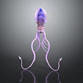 Elegant Purple Marine Squid with Long Slender Tentacles and Pink Hues
