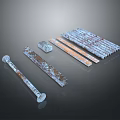 Rusty Metal Bars And Bolts With Corroded Surface In Different Sizes 3d model