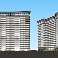 Modern Residential Building Simple Curved Surface Residence 3d model