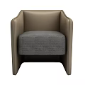 Modern Single Sofa With Beige Leather Frame And Gray Textured Fabric Seat 3d model