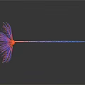 Aquatic Animals With Slender Blue Pink Stripes Arranged In Row And Radial Structure Dark Background
