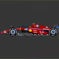Red Formula 1 Race Car With Shell Logo Blue Accents And Black Tires