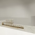 Elegant Modern Reception Area Featuring Gold Sign On Marble Countertop 3d model