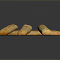 Long Fresh Crusty Golden Baguettes Arranged On Black Reflective Surface