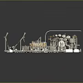 Intricate Industrial Pipe System Model With Circular Layout Valves And Components On Wooden Base
