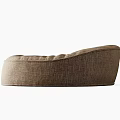 Comfortable Brown Round Fabric Pouf with Soft Texture and Modern Design for Living Room