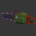 Colorful Chainsaw With Blue Green Orange Body Yellow Polka Dots And Black Handle Chain