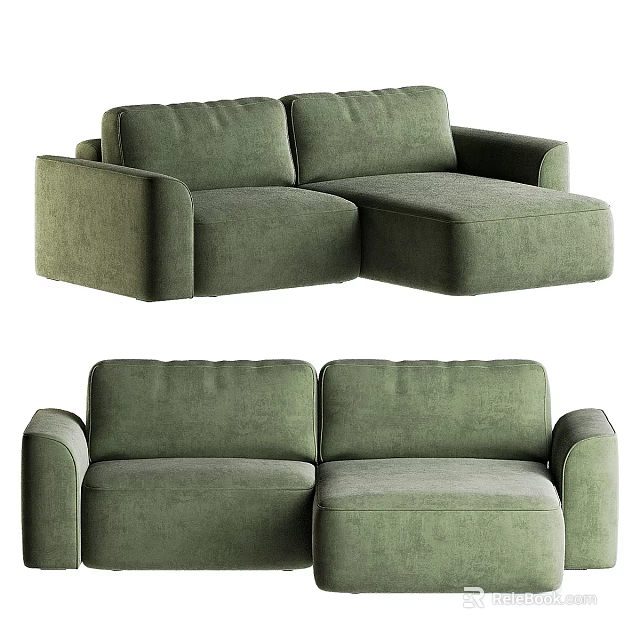 Modern Green Fabric Two Seater Sofa With Comfortable Design And Armrests 3d model