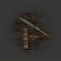 Practical Household Knives with Textured Wooden Handles and Sharp Blades on Wooden Surface