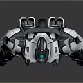 Futuristic 3D Rendered Mechanical Robot With Detailed Armor Silver Black Color And Blue Glowing Elements