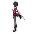 Anime Style Woman In Red Black White Outfit With Arm Blades And Decorative Boots
