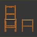 Pair of Leisure Chairs with Wooden Frame and Woven Seats for Home Decor