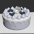 Yummy Birthday Cake With White Cream Drizzle Blueberries Bear Topper And Tag