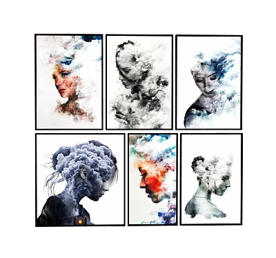 Modern Figure Painting Figure Decorative Painting Hanging Painting Illustration Stamps 3d model