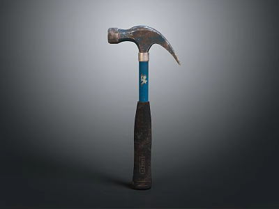 Sturdy Claw Hammer Hardware Tool With Blue Handle Grip Essential For Construction And DIY 3d model