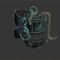 Tactical Mechanical Weapon With Vibrant Green Pink Accents And Metallic Structure