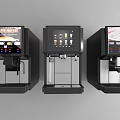 Commercial Coffee Machines Three Black Units With Digital Displays And Beverage Control Panels