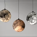 Stylish Spherical Pendant Lights With Moon Surface Texture Various Tones For Modern Interior Decor