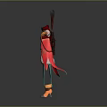 Vibrant Outfit With Red Hat Arrows Red Coat Yellow Shirt Green Patterned Pants Yellow Boots