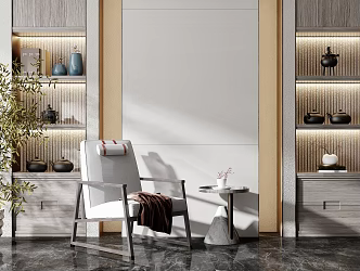 New Chinese-style Single Sofa Side 3d model