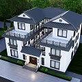 Appearance of single-family courtyard villa 3d model