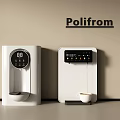 Poliform Modern White Water Dispenser And Coffee Machine With Display Screen And Cup