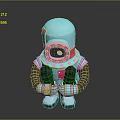 Cute Blue Game Movie Character With Red Accents Black Arms And Pink Gloves