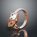 Rose Gold Ring With Stylish Leopard Head And Diamond Shaped Pattern