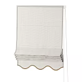 Fabric Window Blinds With Scalloped Edges In Beige Grey And White Tones For Interior Decoration