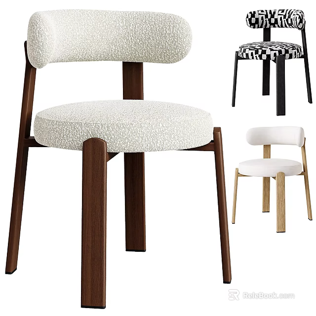 Modern Accent Chair Featuring Fabric Upholstered Seat Wooden Legs And Various Designs 3d model 