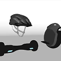 Modern Hoverboard And Protective Helmet With Sleek Design For Safety 3d model