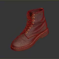 Brown Leather Work Boots With Yellow Laces And Stitched Sole Design