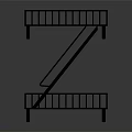 Modern Z Shaped Staircase Furniture With Metal Railings And Platforms Design