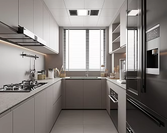 Modern Kitchen Cabinet Hanging Cabinet Kitchen Supplies Range Hood Oven 3d model