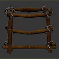 Natural Bamboo Frame Structure With Crossed Poles Layered Design And Tied Joints