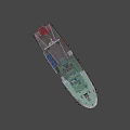 Red Marine Ship With Russian Flag Deck Lifebuoy Antenna And White Cabin Structure