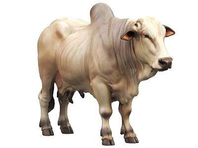 White Brahman Bull With Muscular Body And Prominent Hump Standing Isolated 3d model