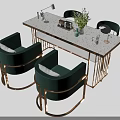 Modern Table And Chair Set With Green Chairs Gold Frame White Tabletop And Decor