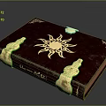 Elegant Hardcover Book With Red Cover Gold Sun Pattern And Decorative Details