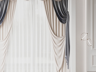 French Curtain Gauze Curtain American Curtain 3d model