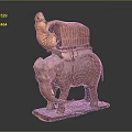 Decorative Elephant Sculpture With Cargo Box And Animal Figure On Base