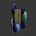 Fantasy Wooden Book Featuring Decorative Purple Elements Blue Tentacles Rune Inscriptions And Central Eye Design
