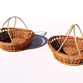 Two Handmade Wicker Storage Baskets with Sturdy Handles for Home Organization