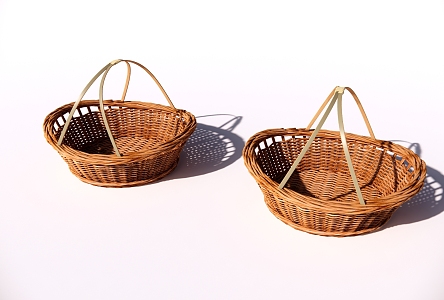 New Chinese Style Woven Basket Woven Storage Basket Storage Basket Bamboo Basket Bamboo Basket Bamboo Basket Fruit Basket Bamboo Basket 3d model