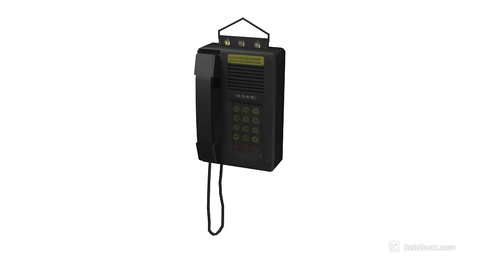 Black Wall Mounted Digital Telephone Featuring Numeric Keypad And Durable Design 3d model 