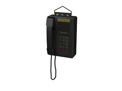 Black Wall Mounted Digital Telephone Featuring Numeric Keypad And Durable Design 3d model